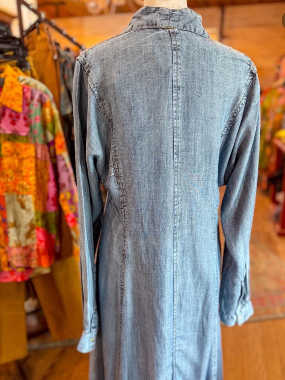Uncle Frank Blue Denim Midi Dress with Side Slits and pockets! NWT Small - Picture 9 of 14